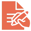 adoption icon - an orange icon of a hand holding a pen