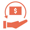 orange hand holding money for section for trained puppies
