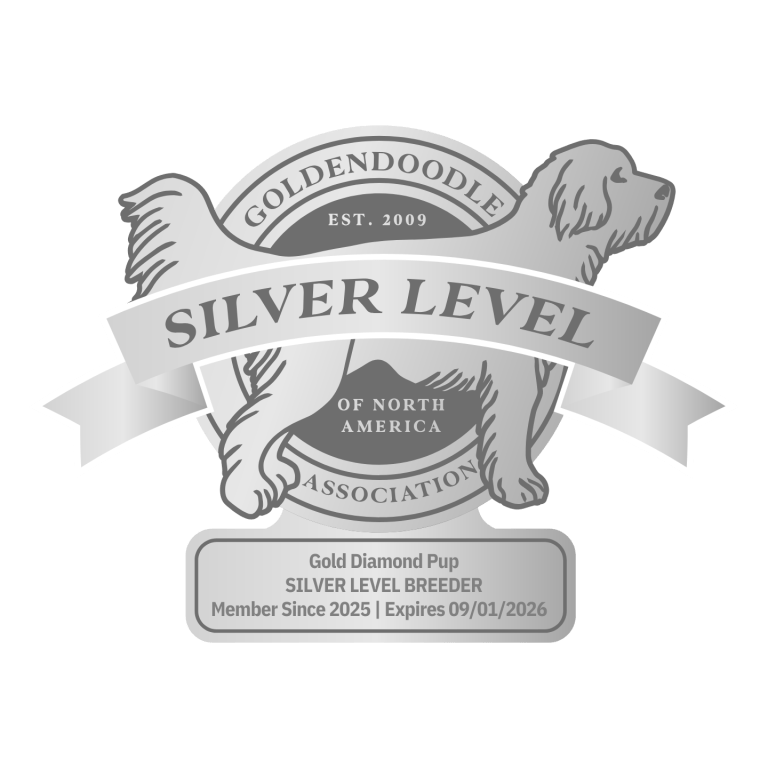 GANA Silver Level Breeder seal for Gold Diamond Pup, a Goldendoodle Association of North America breeder member since 2025.